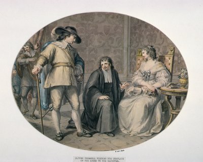 Oliver Cromwell Discovering His Chaplain, Jeremiah White, on His Knees Before His Youngest Daughter, Frances by Giovanni Battista Cipriani